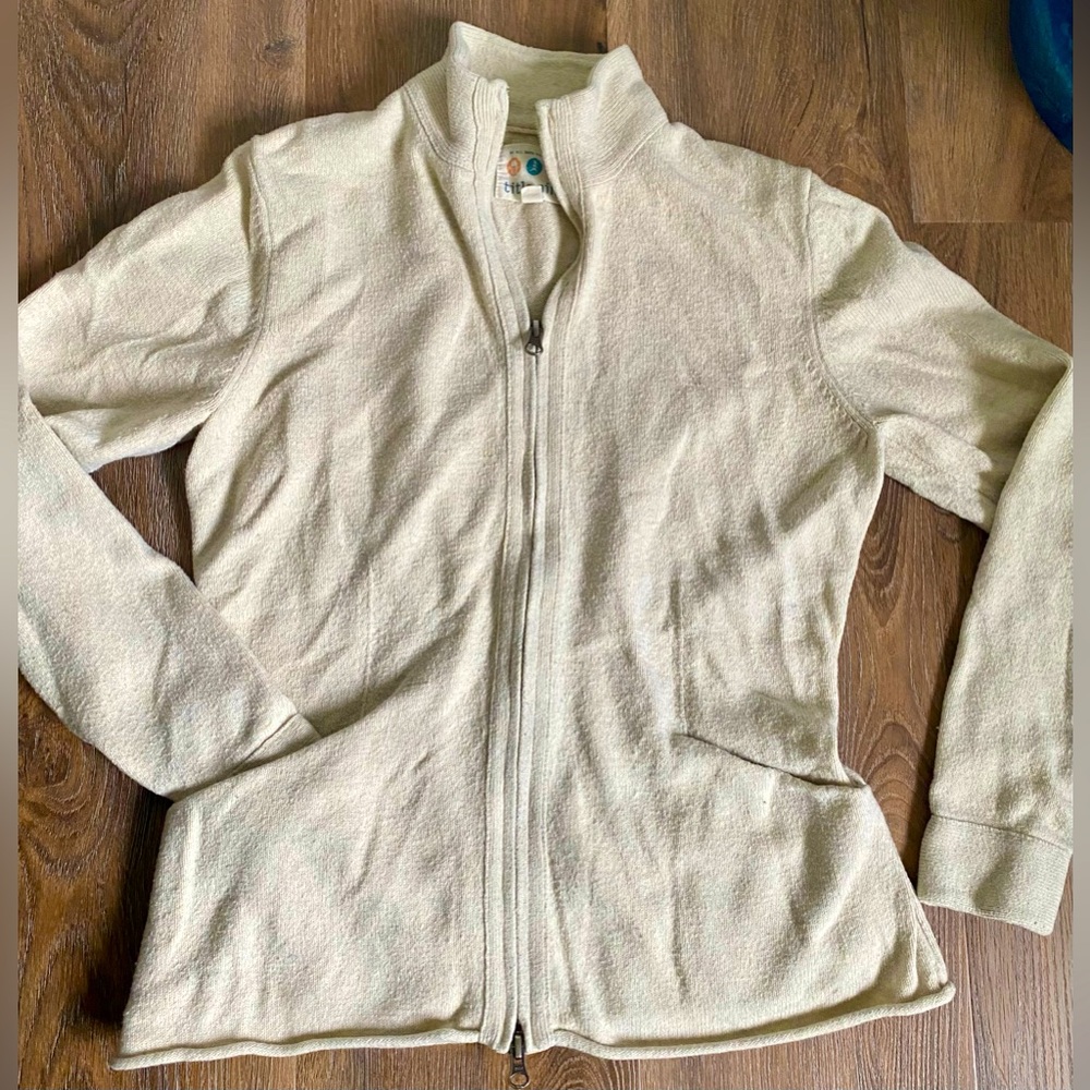 Title Nine Zip Up Wool/Cotton Sweater, size medium, oatmeal